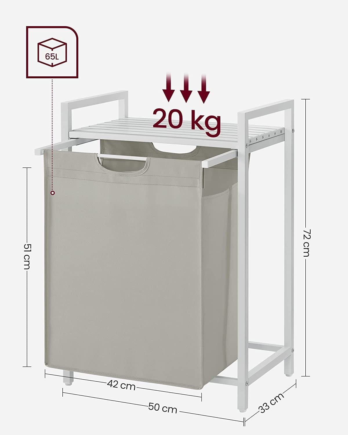 Szafka Łazienkowa MEBLIVA Tarifa 50x33x72 cm Blat Z Płyty - Biały