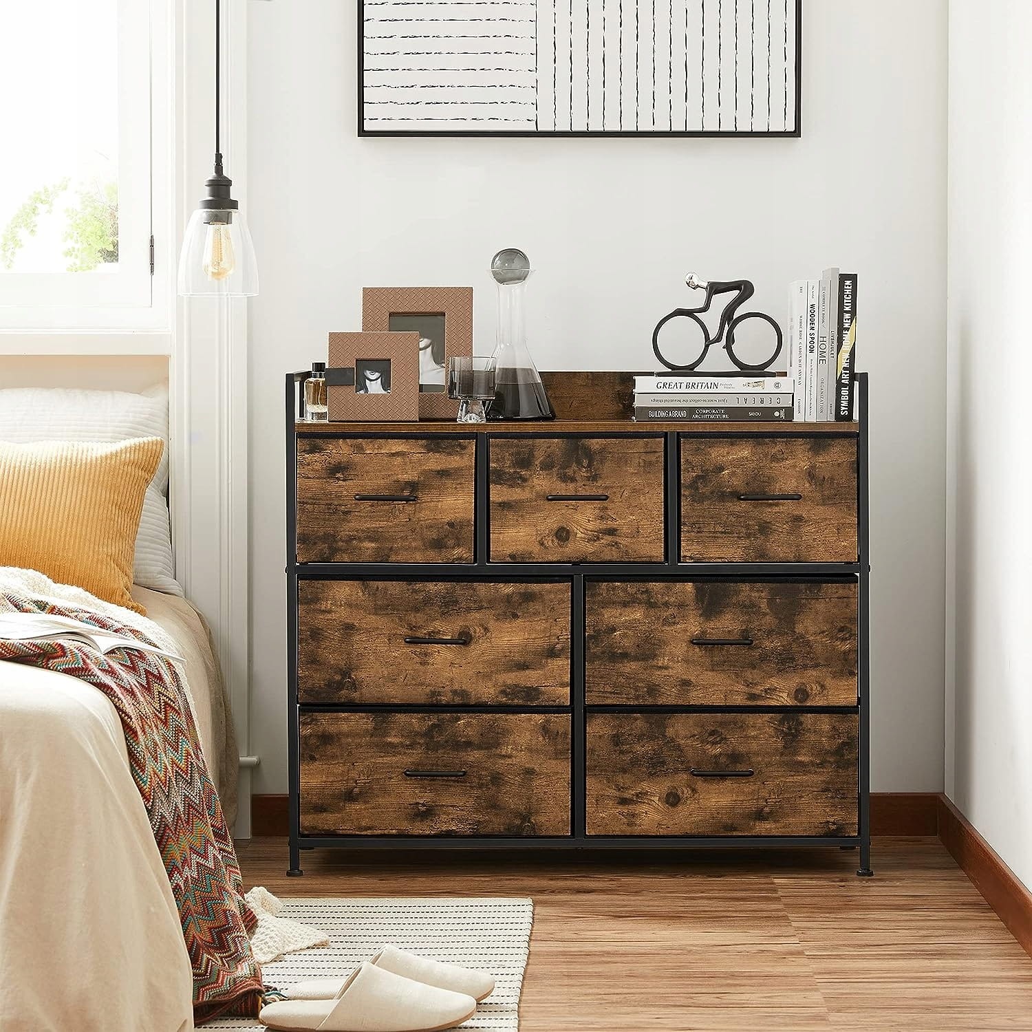 Komoda MEBLIVA Crown 98x28.5x85 cm Płyta MDF Rustykalny Brąz