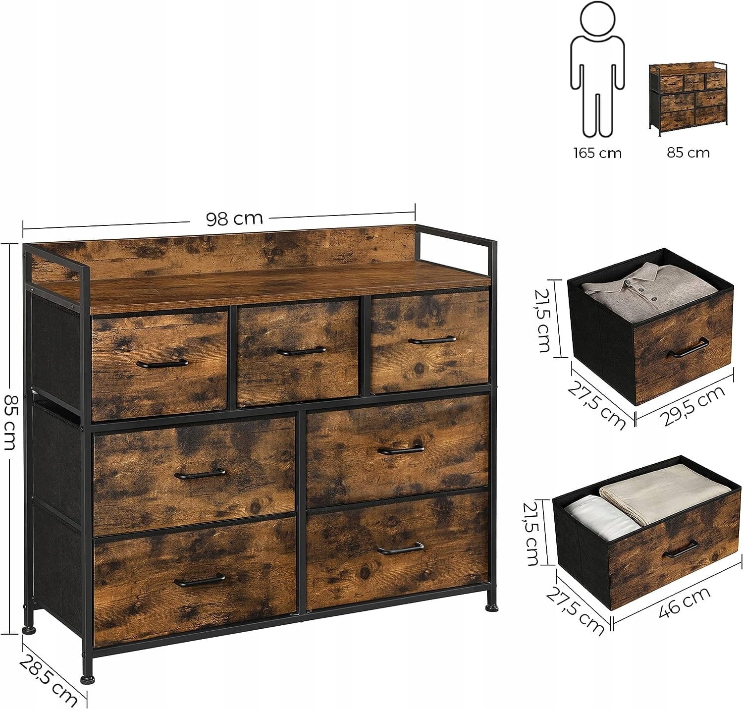 Komoda MEBLIVA Crown 98x28.5x85 cm Płyta MDF Rustykalny Brąz