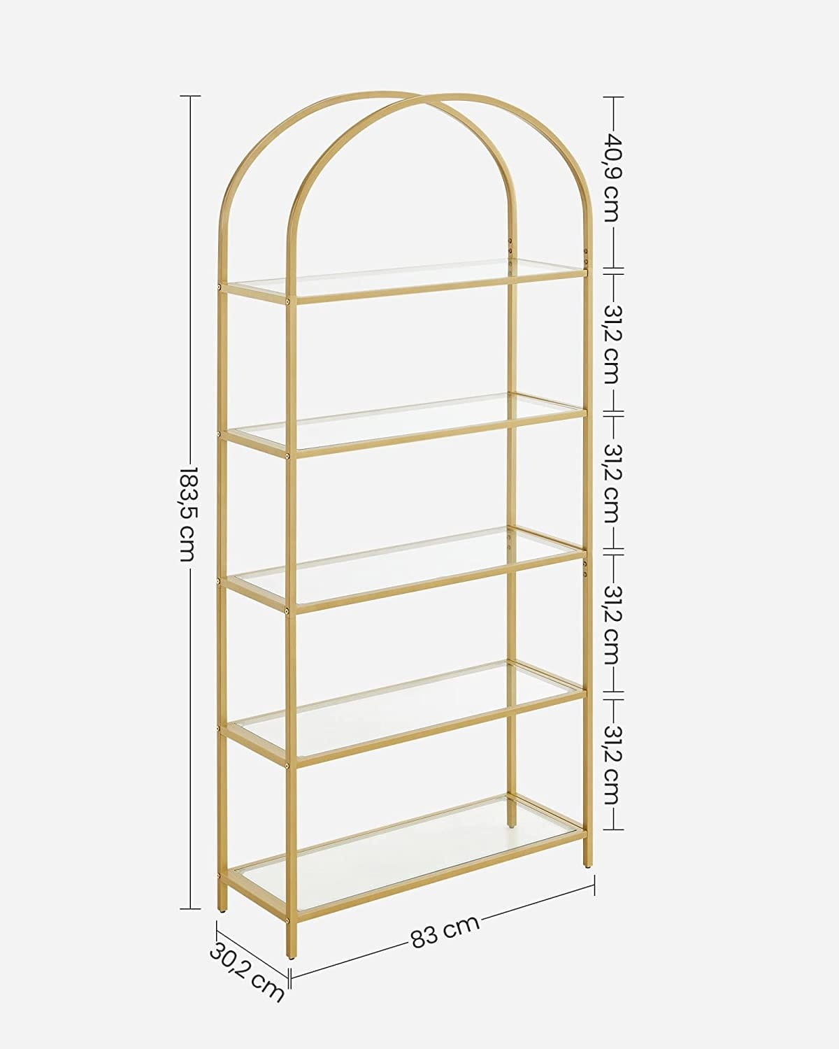Regał Modułowy MEBLIVA Joint 83x30.2x183.5 cm Stal - Złoty