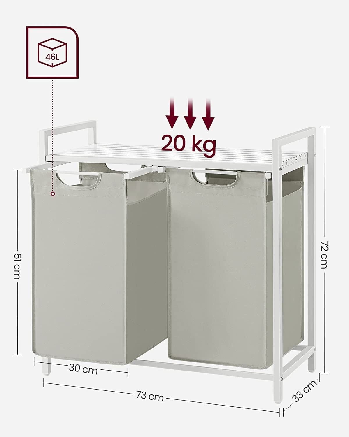 Szafka Łazienkowa MEBLIVA Lonar 73x33x72 cm Blat Z Płyty - Biały
