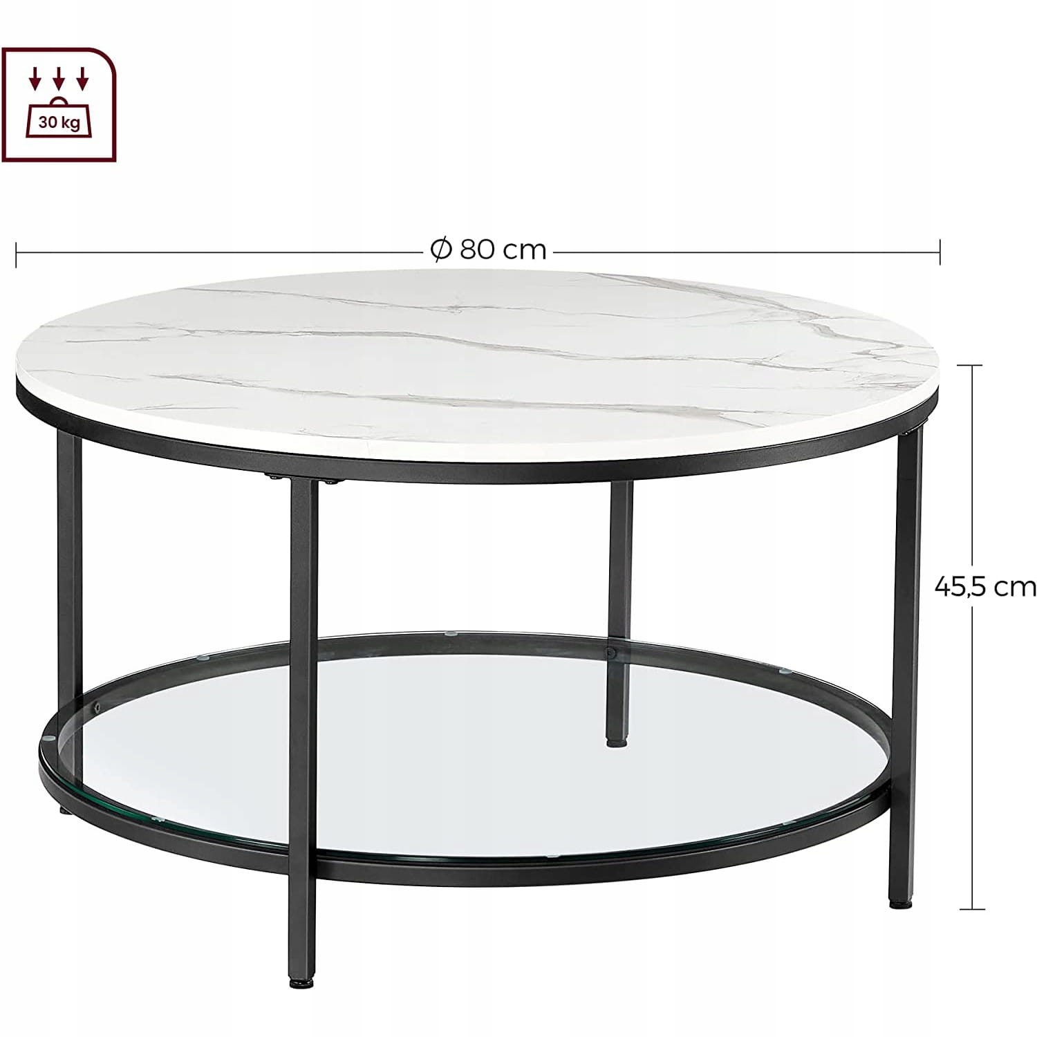 Stolik Kawowy SELLTEO Cuenca Biały Marmur 80 x 45.5 cm