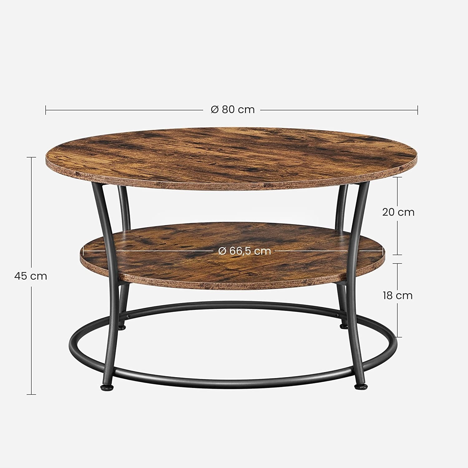 Stolik MEBLIVA Venezia Rustykalny Brąz 80 x 80 x 45 cm - Kawowy