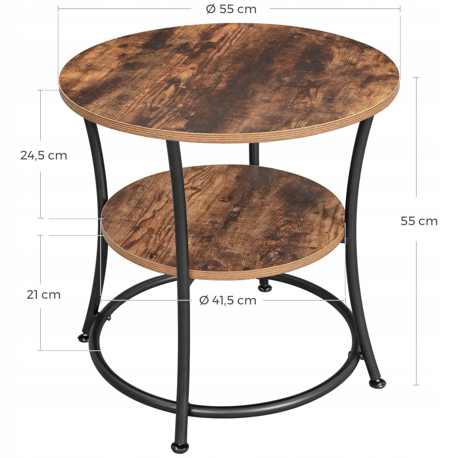 Stolik Rustykalny Brąz MEBLIVA Light 55 x 55 x 55 cm - Kawowy