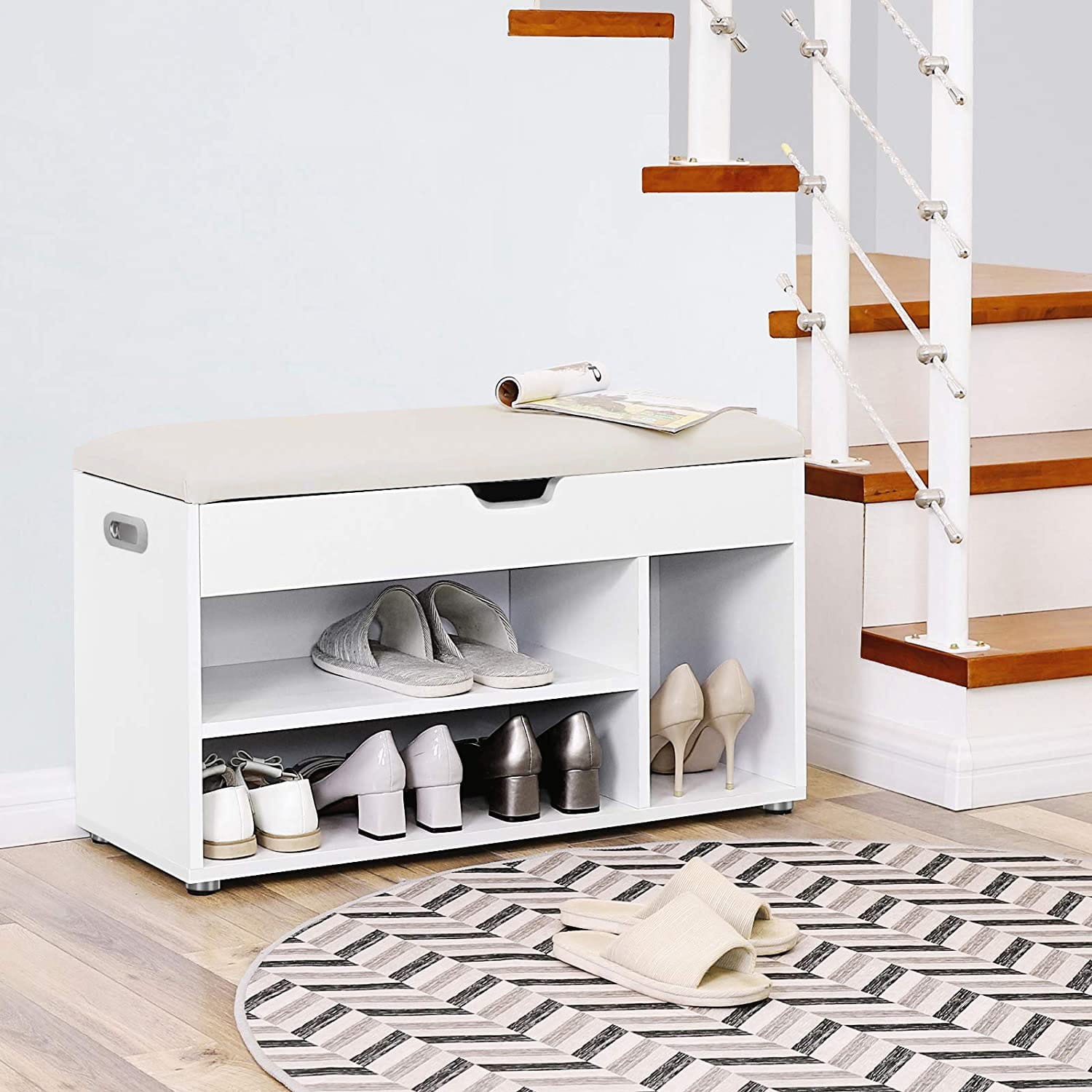 Szafka Na Buty MEBLIVA Sudi 80 x 30 x 44 cm Płyta Wiórowa - Biała