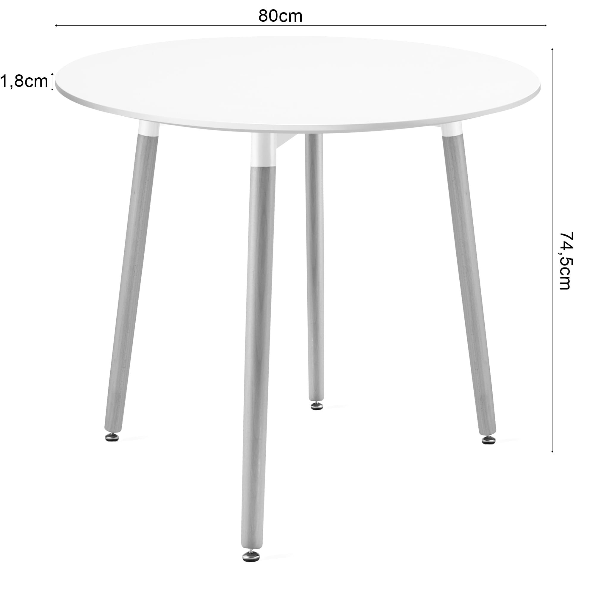 Stół MEBLIVA Neo Naturalny 80 cm Średnica 74 cm Wys - Biały