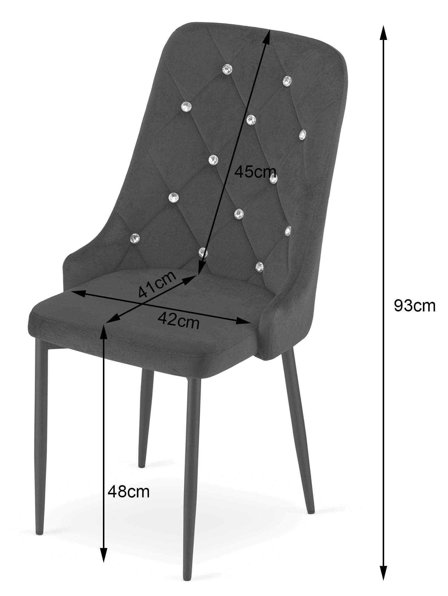Krzesło MEBLIVA Dense Tapicerowane 48 x 56 x 93 cm - Czarne