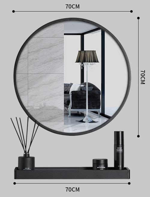 Lustro Okrągłe MEBLIVA Fodun 70 cm - Czarne