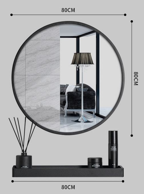 Lustro Okrągłe MEBLIVA Fodun 80 cm - Czarne