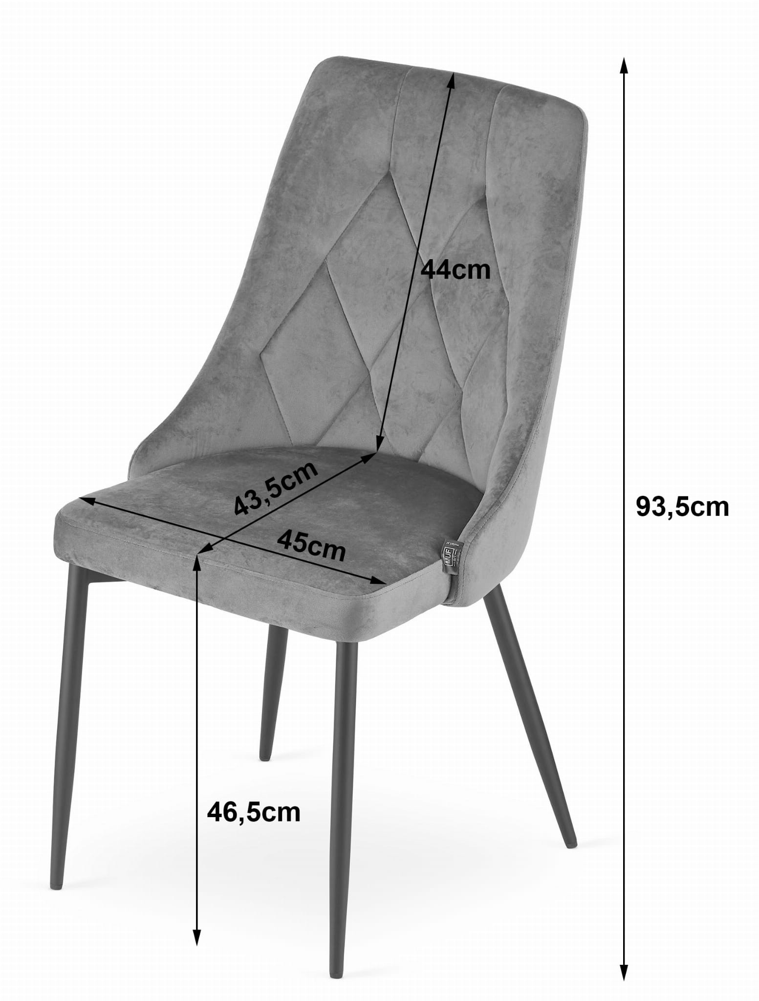 Krzesło Tapicerowane Aksamitne MEBLIVA Top 48.5 x 61 x 93.5 cm