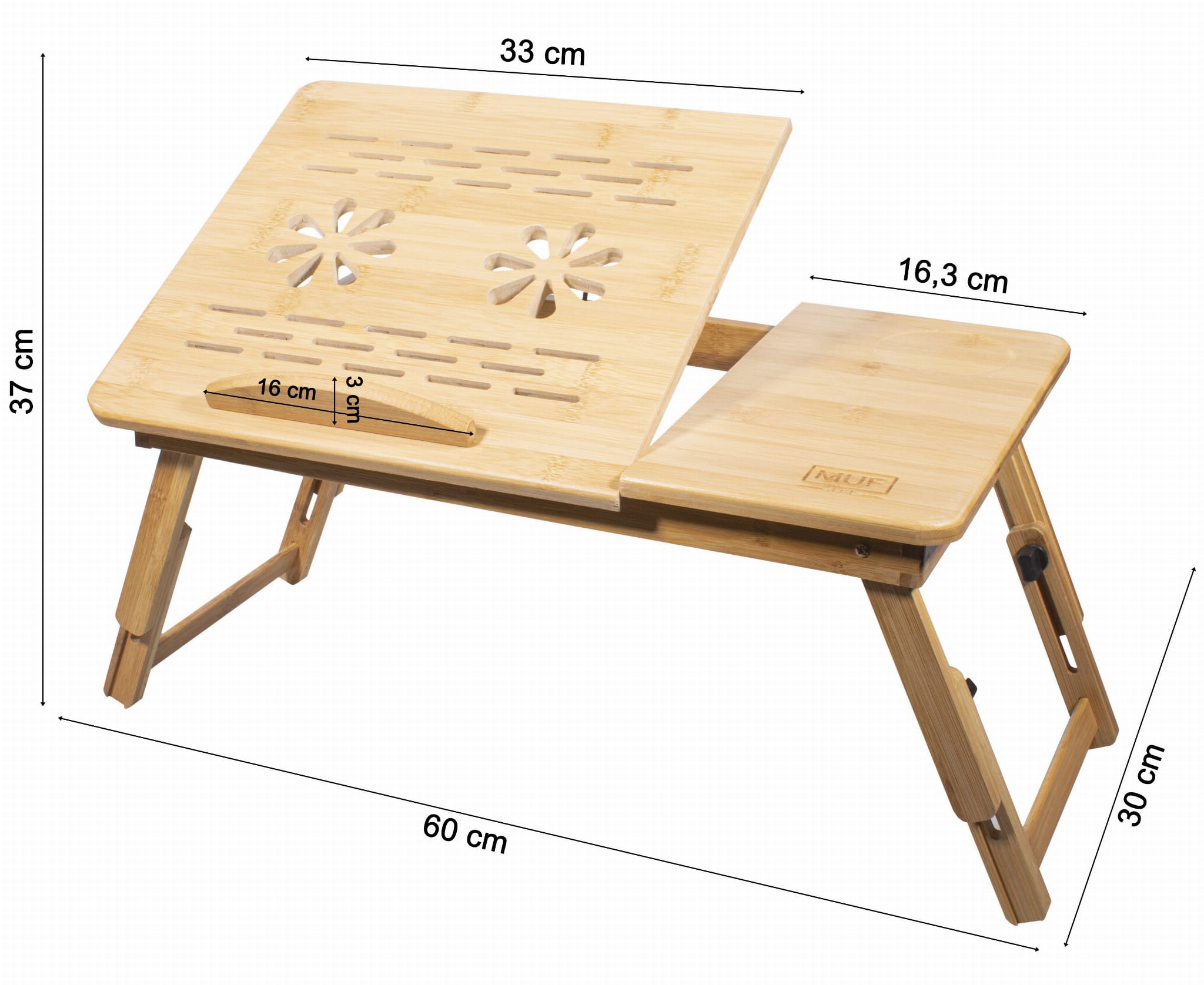 Stolik Bambusowy MEBLIVA Matera 24 cm Do Łóżka Składany
