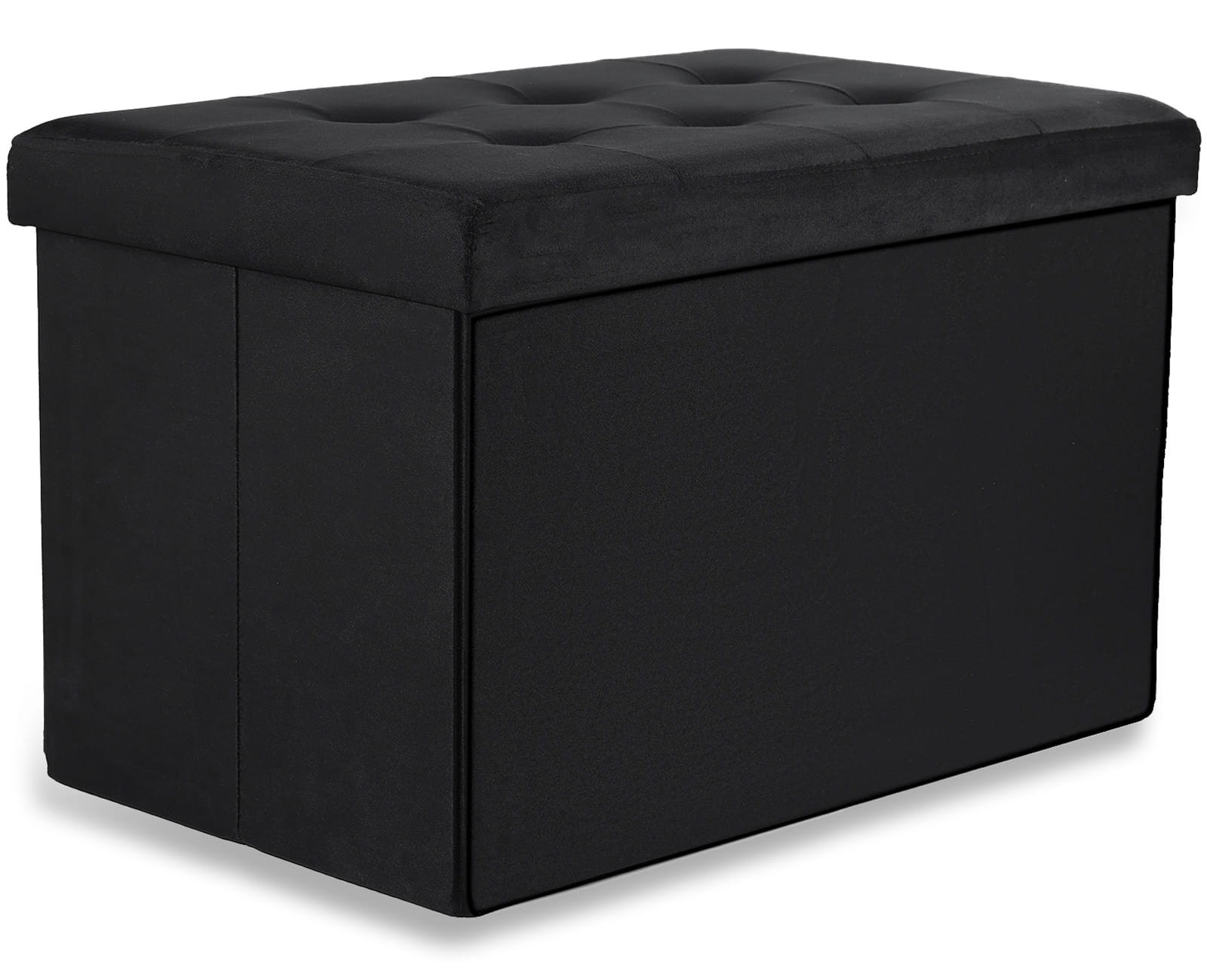 Pufa Składana Aksamitna MEBLIVA Gokul 60 x 38 x 38 cm - Czarna