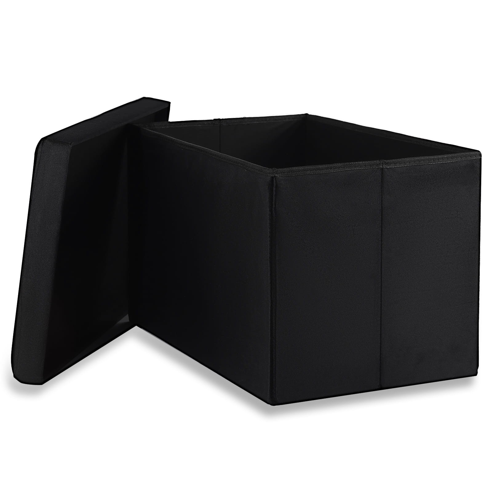Pufa Składana Aksamitna MEBLIVA Gokul 60 x 38 x 38 cm - Czarna