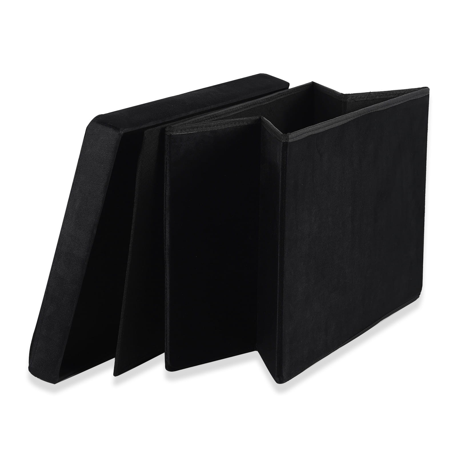 Pufa Składana Aksamitna MEBLIVA Gokul 60 x 38 x 38 cm - Czarna