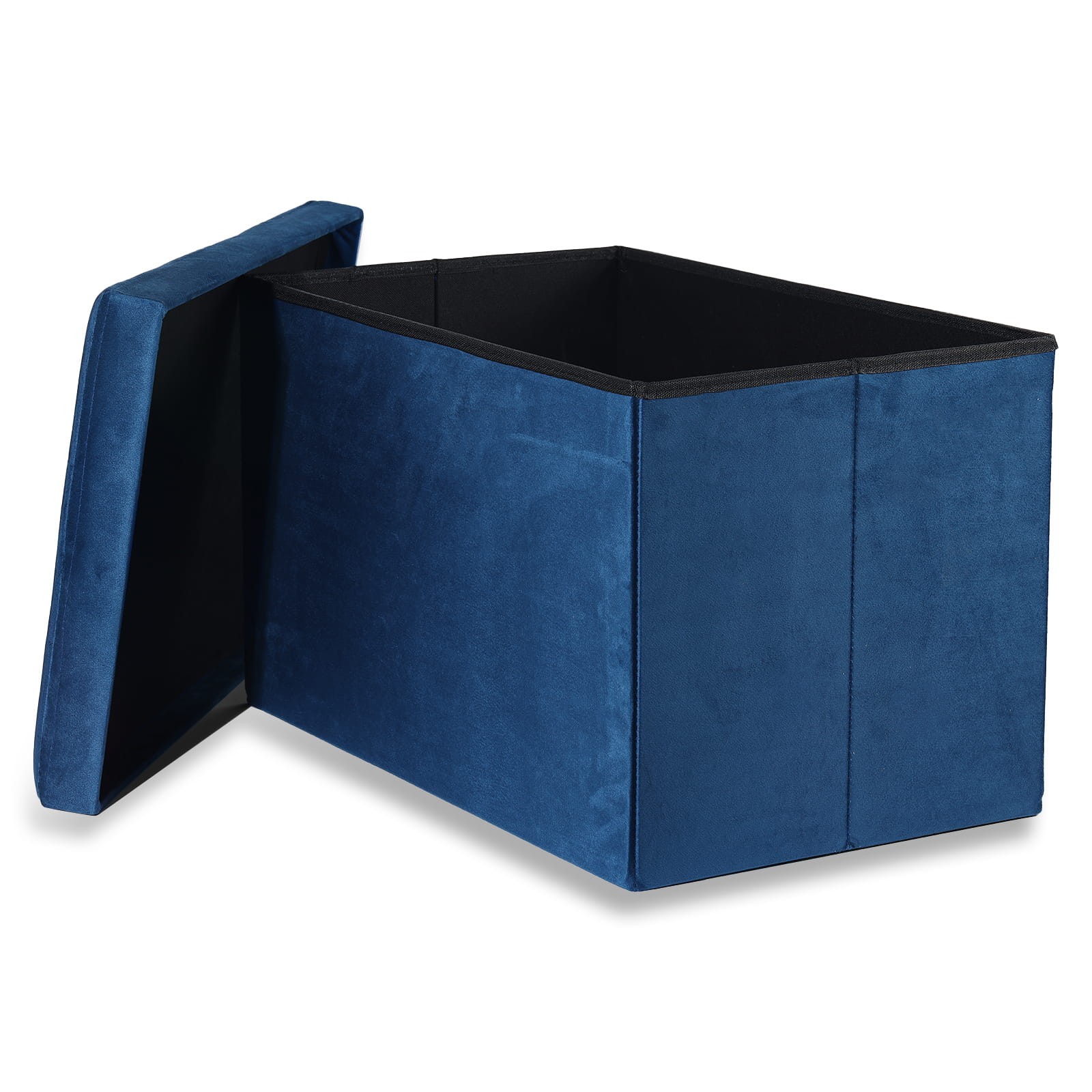 Pufa Składana Aksamitna XL MEBLIVA Gokul 60 x 38 x 38 cm - Szara