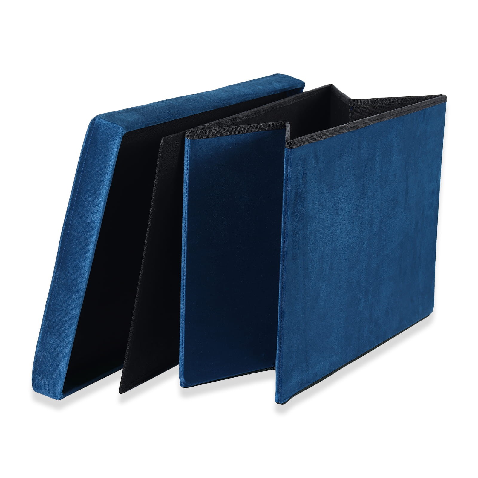 Pufa Składana Aksamitna XL MEBLIVA Gokul 60 x 38 x 38 cm - Szara
