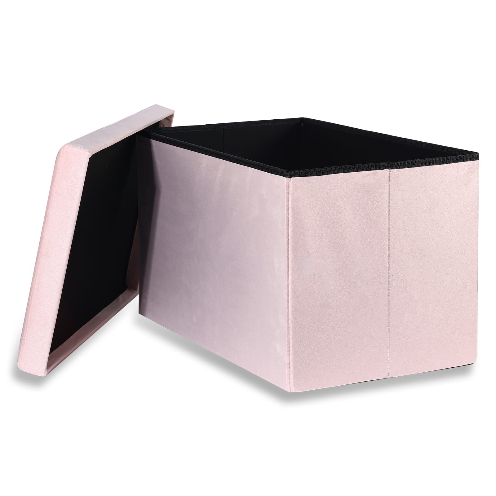 Pufa Składana Aksamitna MEBLIVA Gokul 60 x 38 x 38 cm - Szara