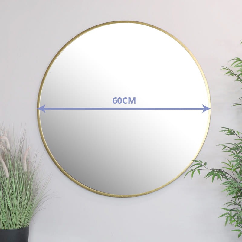 Lustro Ścienne Okrągłe MEBLIVA Relul 60 cm - Złote