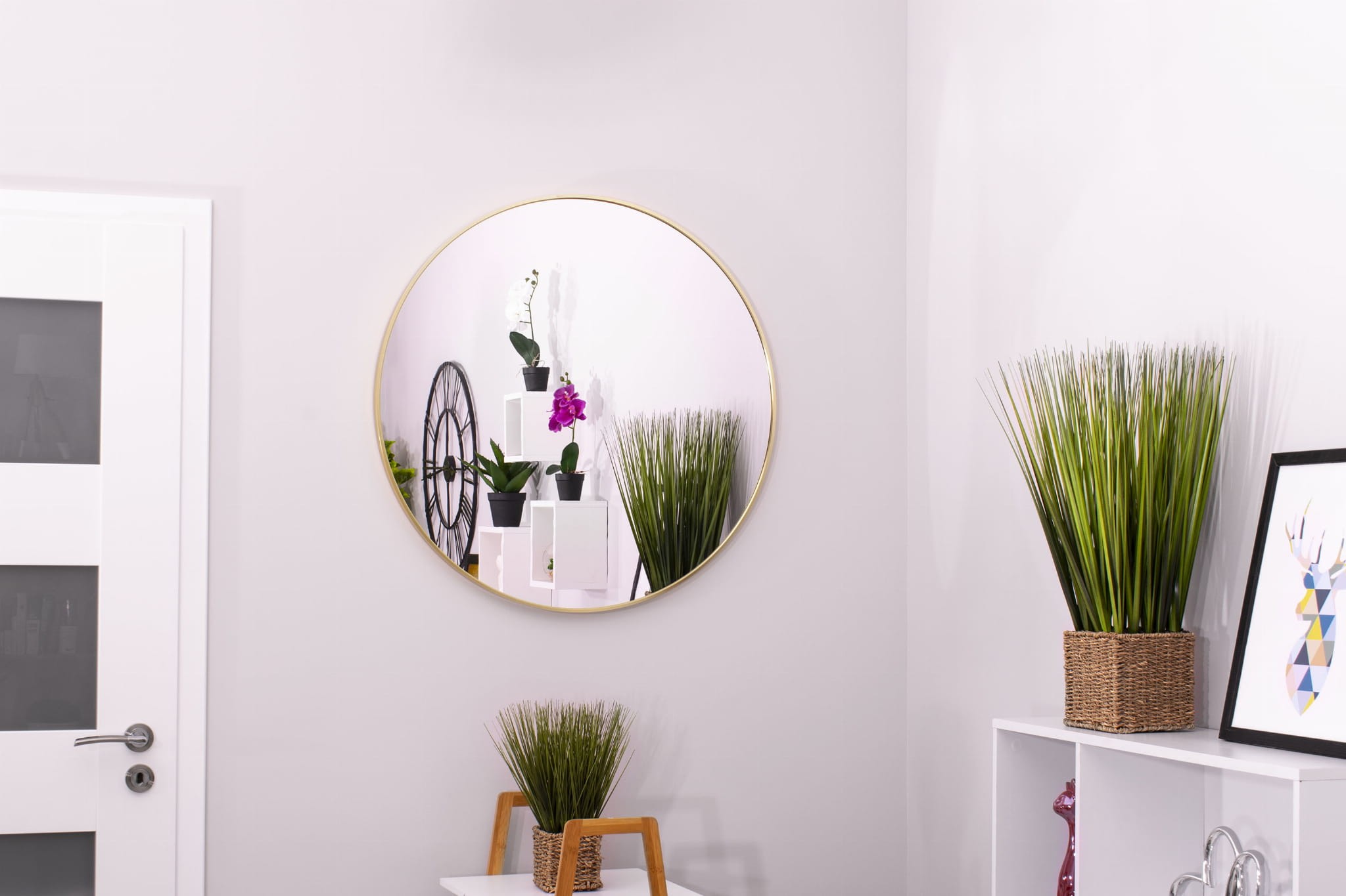 Lustro Ścienne Okrągłe MEBLIVA Relul 60 cm - Złote