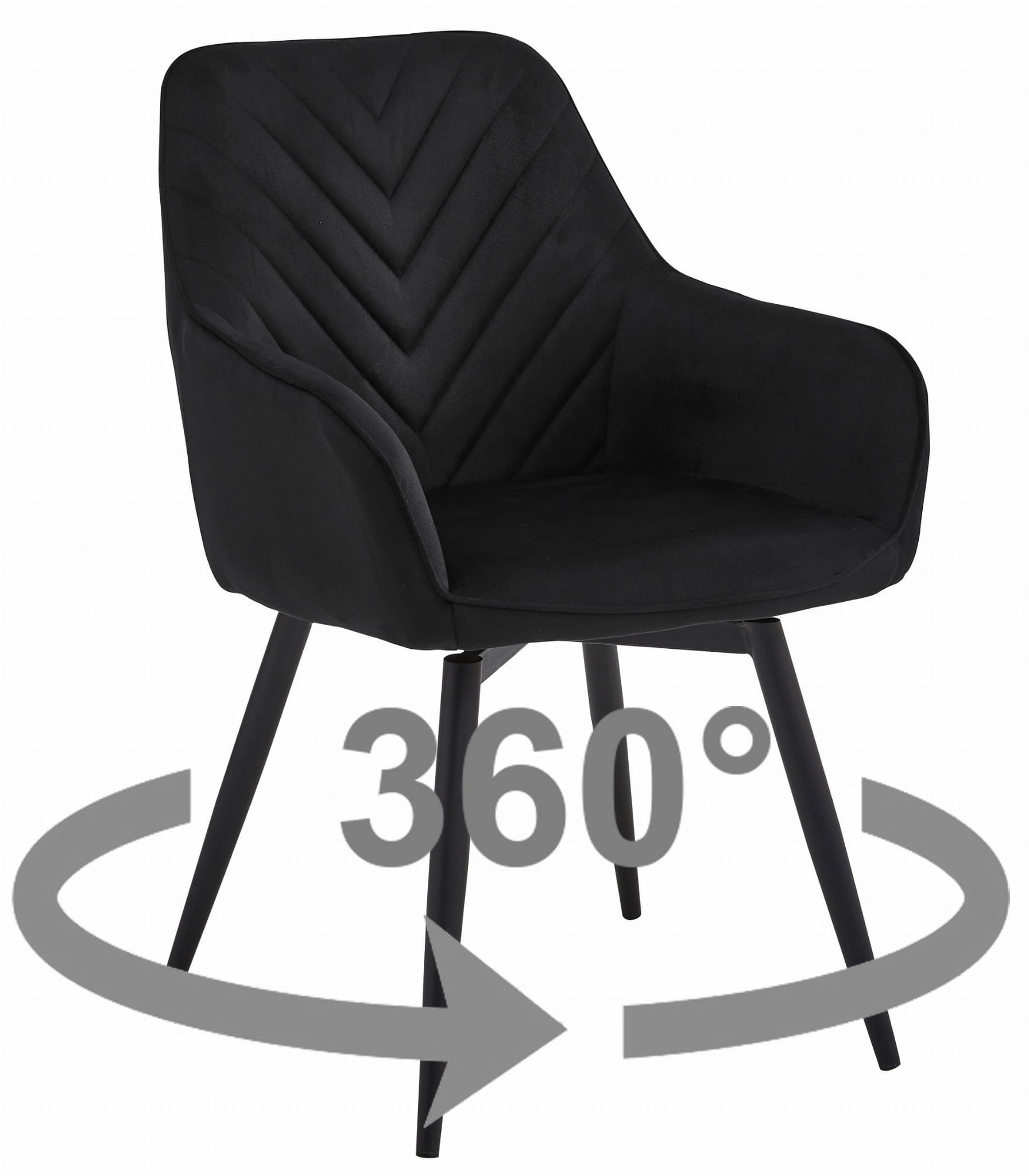 Krzesło Obrotowe Welurowe NANA360 MEBLIVA Mabo 56 x 61 x 83.5 cm - Czarne