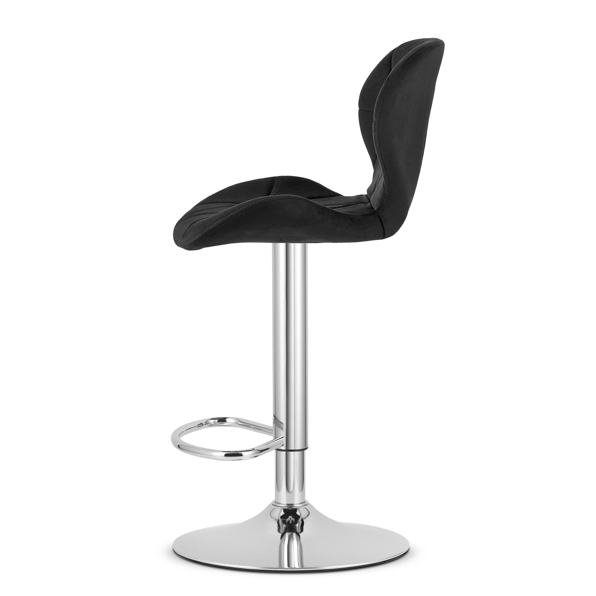 Hoker Tapicerowany Welurowy Obrotowy 46 x 48.5 x 90-111 cm - Czarny