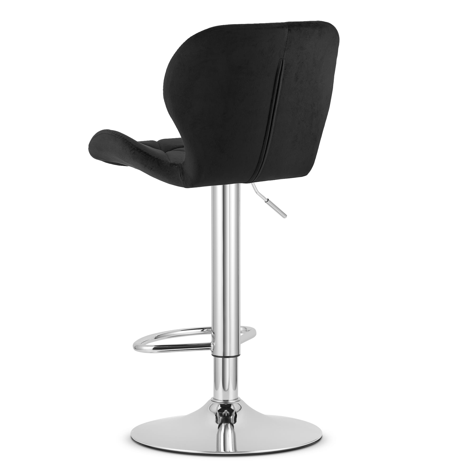 Hoker Tapicerowany Welurowy Obrotowy 46 x 48.5 x 90-111 cm - Czarny