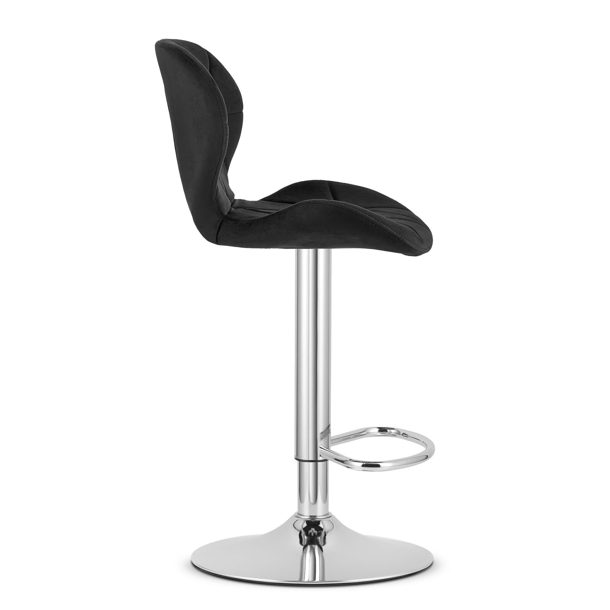 Hoker Tapicerowany Welurowy Obrotowy 46 x 48.5 x 90-111 cm - Czarny