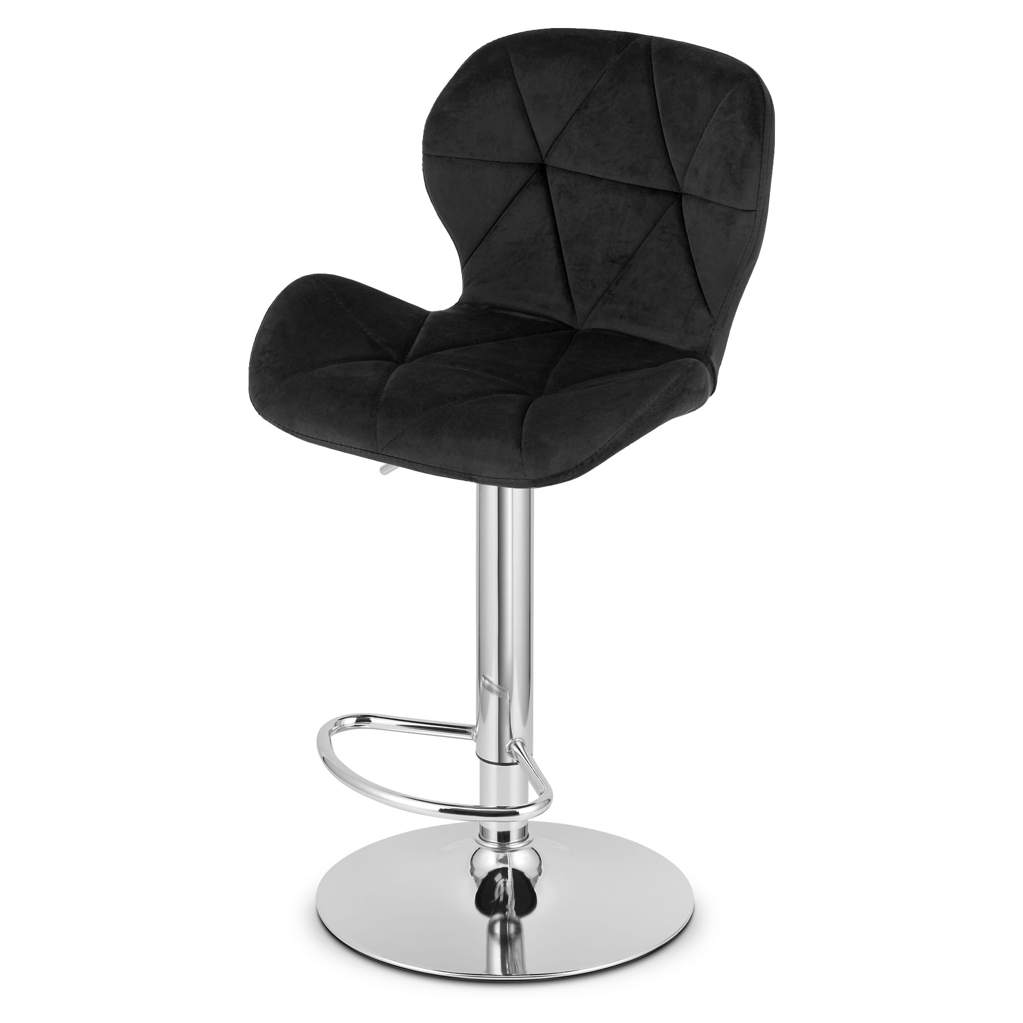 Hoker Tapicerowany Welurowy Obrotowy 46 x 48.5 x 90-111 cm - Czarny