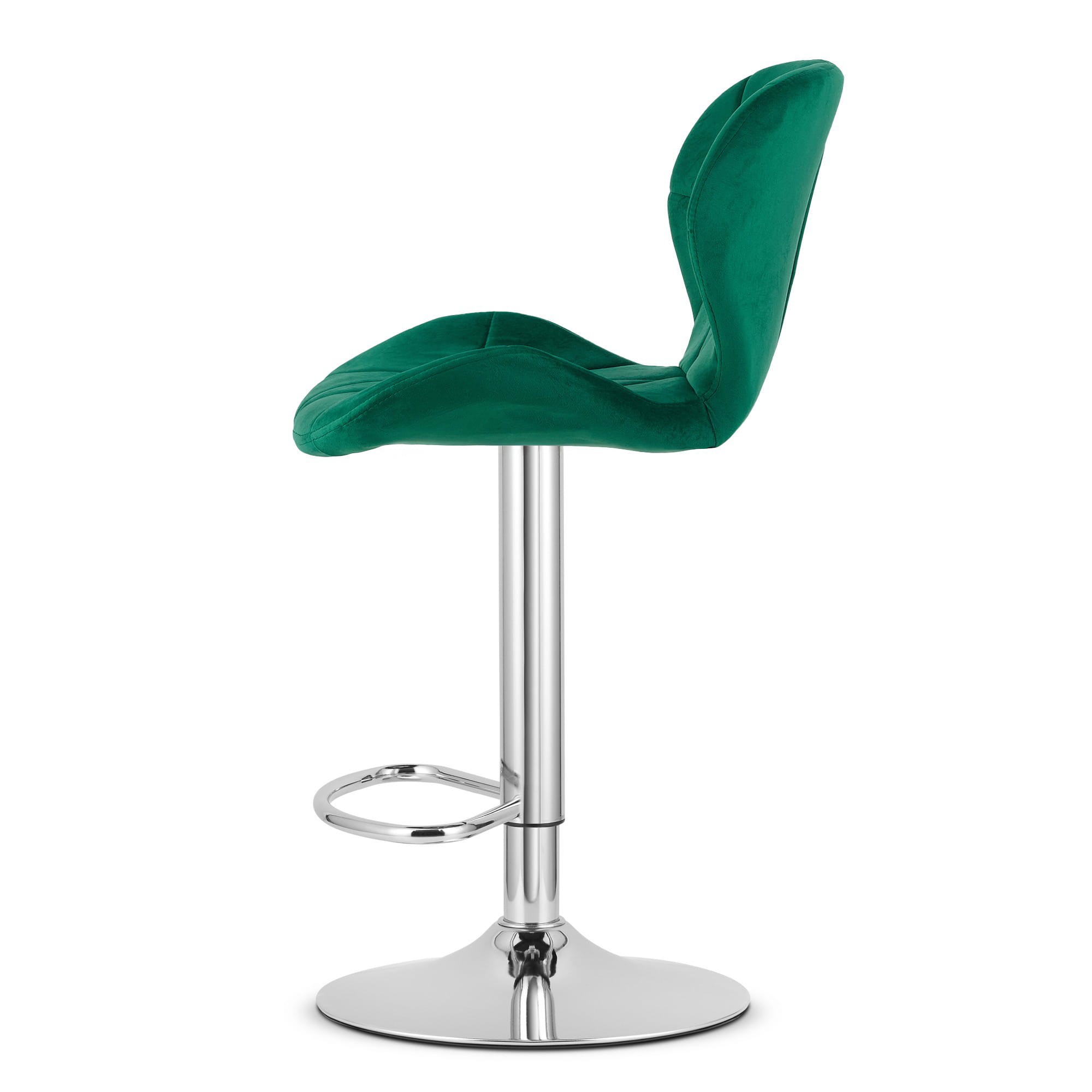 Hoker Welurowy Z Oparciem Baza Chrom 46 x 48.5 x 90 cm - Zielony