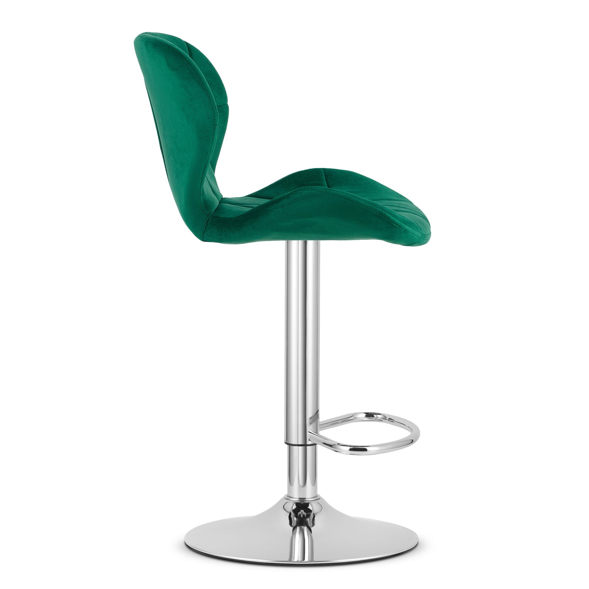Hoker Welurowy Z Oparciem Baza Chrom 46 x 48.5 x 90 cm - Zielony