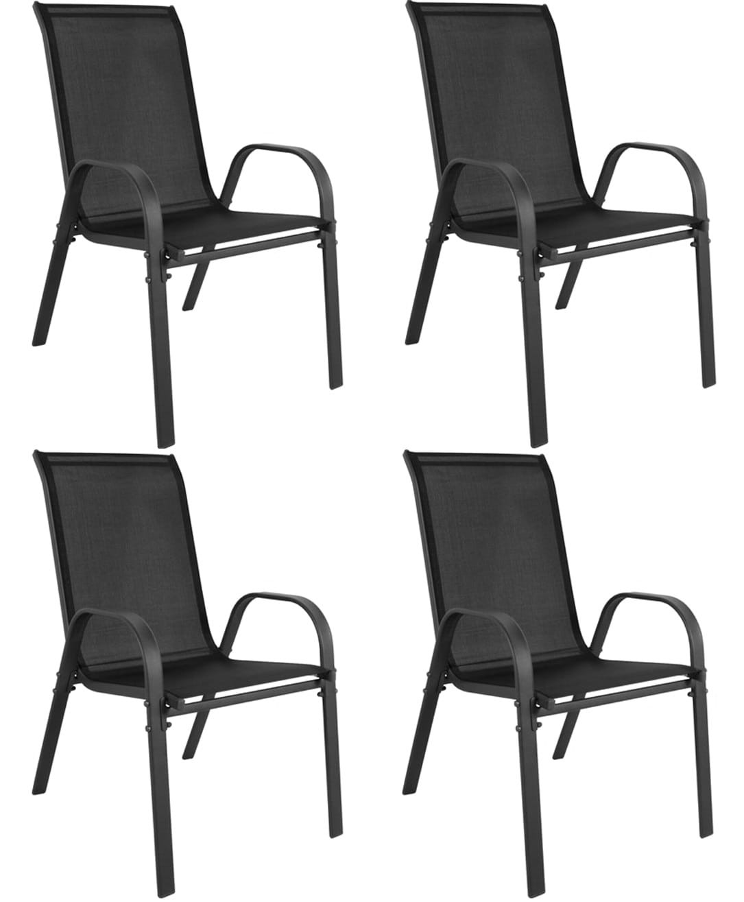 Komplet 4 Krzeseł Ogrodowych Textilene Czarnych MEBLIVA Lonu 56 x 43 x 91