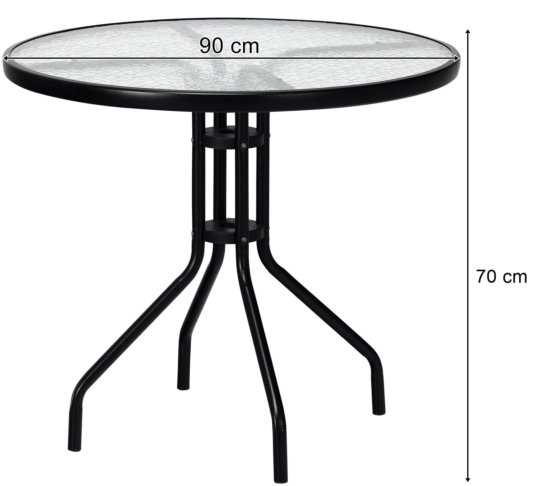 Stół Ogrodowy Okrągły Szklany MEBLIVA Gobi 90 cm