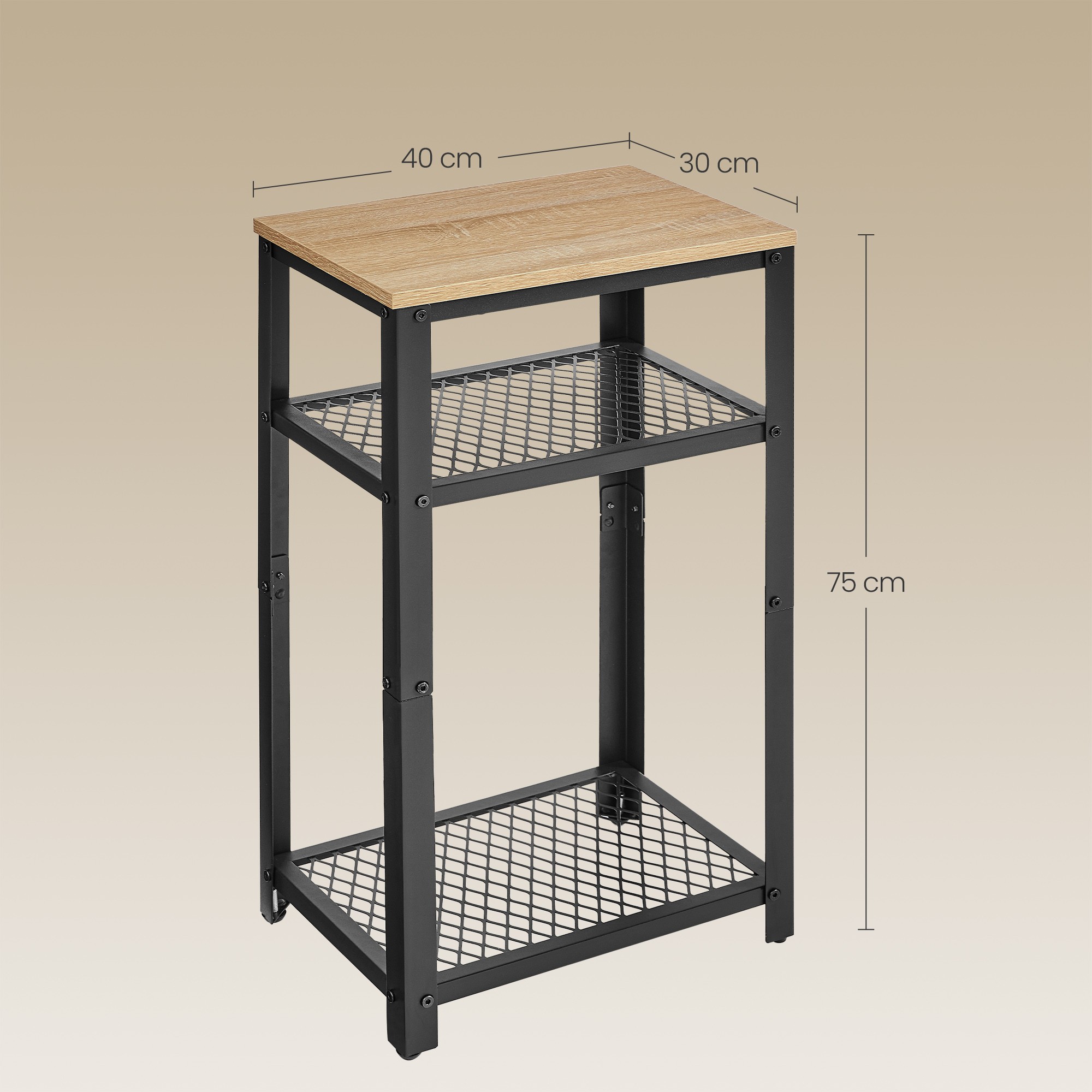 Stolik Nocny Drewniany Sonoma MEBLIVA Tunli 40 x 30 x 75 cm