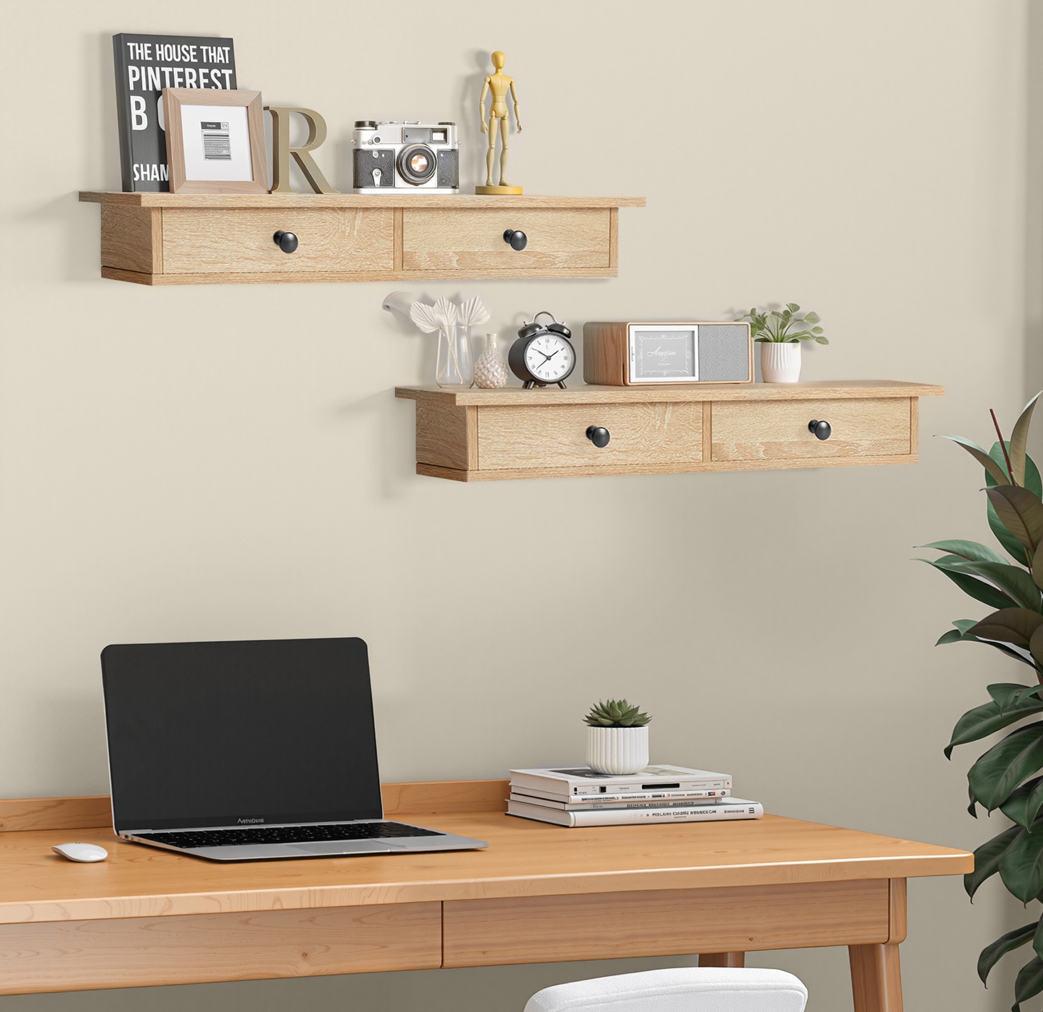 Szafa Wisząca Z Półkami Płyta MDF Sonoma MEBLIVA Point 65 x 15 x 10 cm