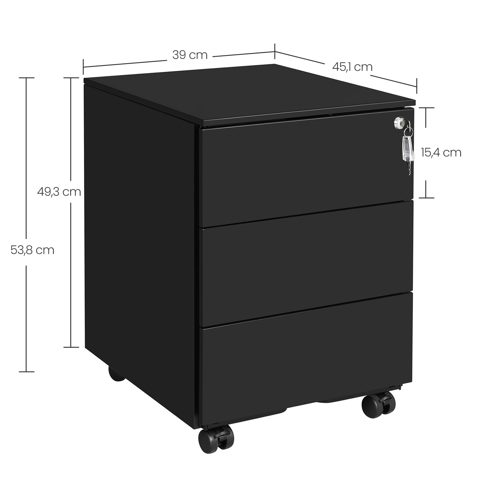 Szafka Nocna Metalowa Czarny Mat MEBLIVA Ranir 39 x 45.1 x 53.8 cm