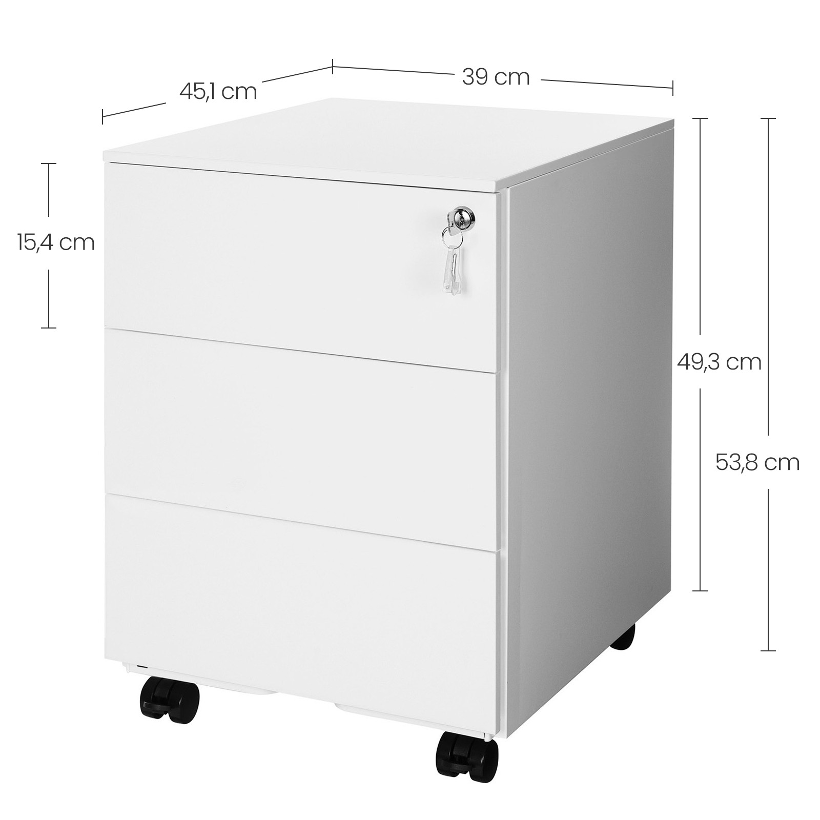 Szafka Nocna Stalowa MEBLIVA Ranir 39 x 45.1 x 53.8 cm - Biała