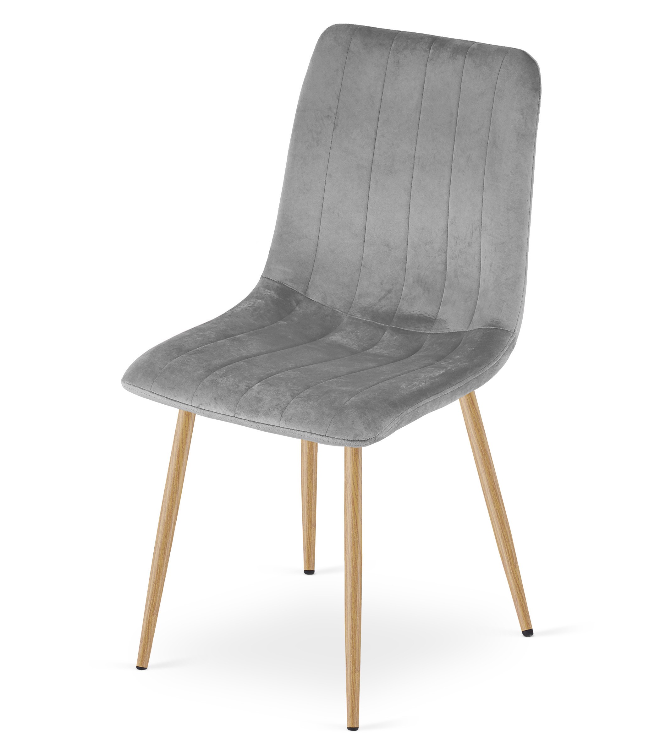 Krzesło Tapicerowane Aksamitne Jasnoszare MEBLIVA Paco 61 x 52 x 41 cm