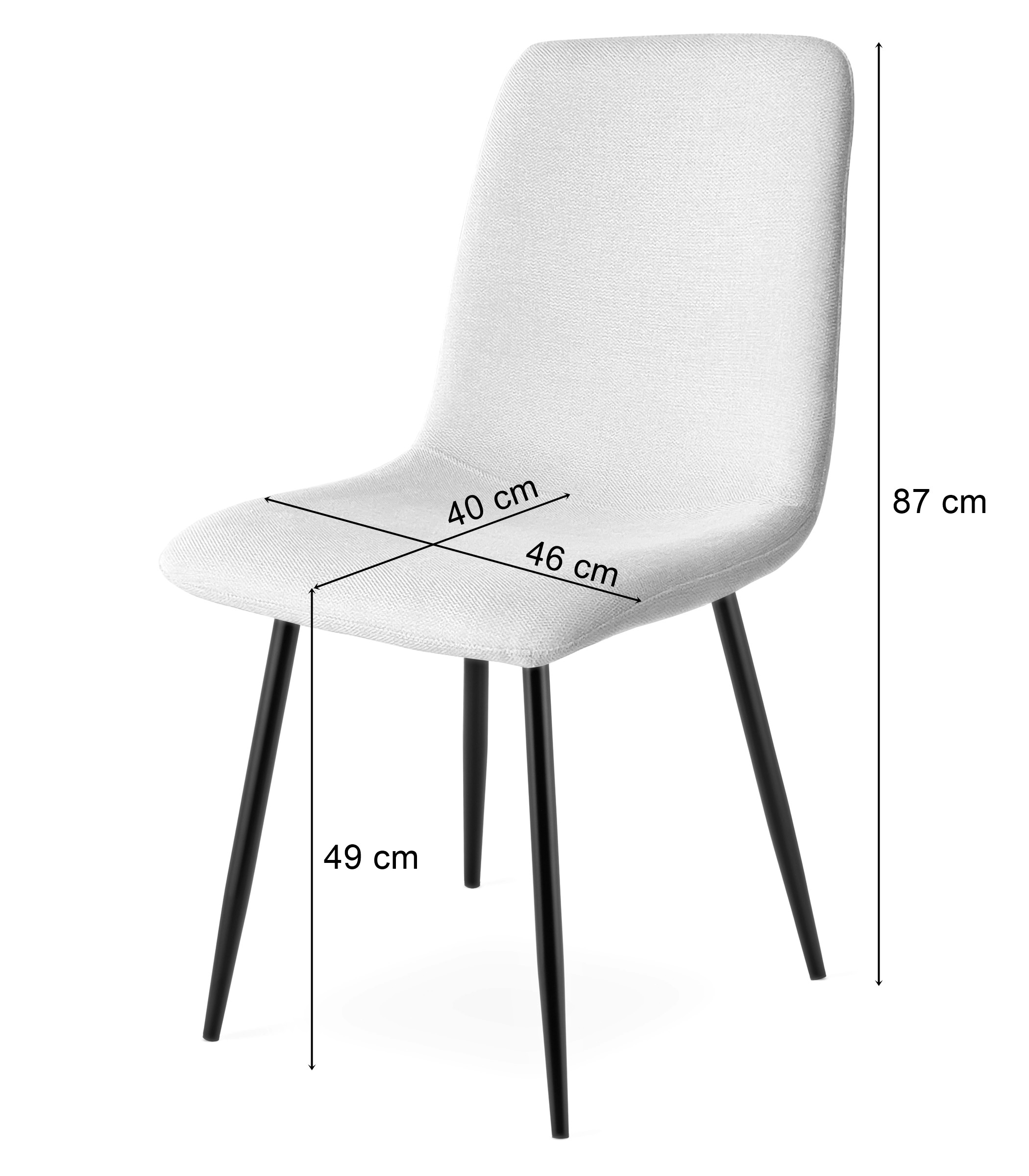 Krzesło Tapicerowane Do Jadalni Metalowe MEBLIVA Torer 61 x 52 x 41 - Czarne