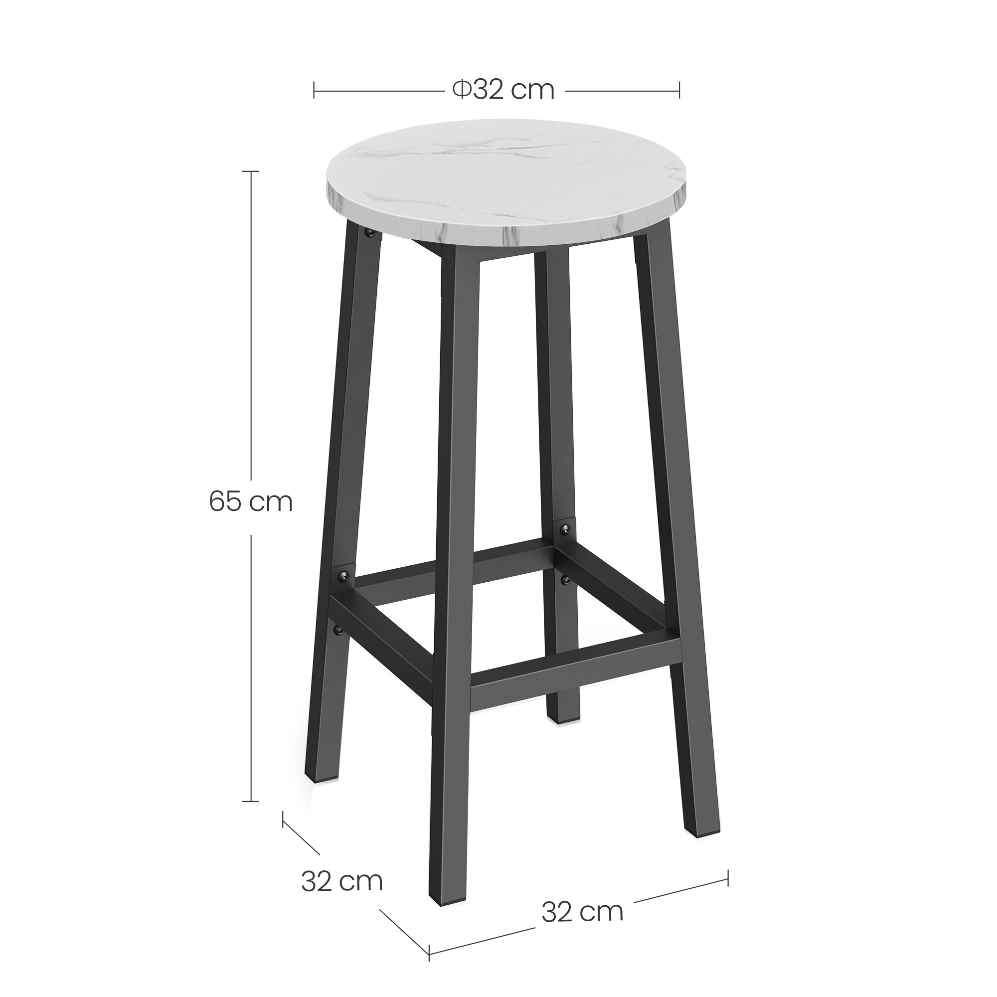 Hoker Barowy Z Oparciem MEBLIVA Mabo 32 x 65 cm - Czarny
