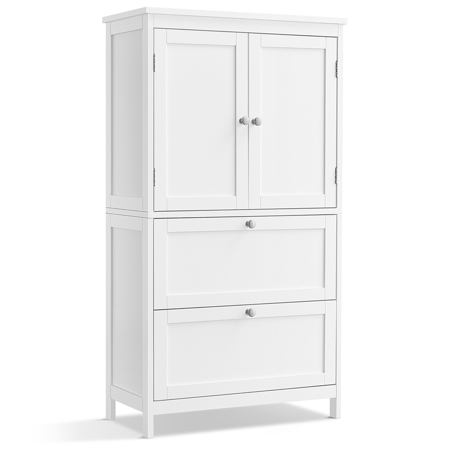 Szafka Łazienkowa Wisząca Z Półkami MEBLIVA Filol 60 x 30 x 110 cm - Biała