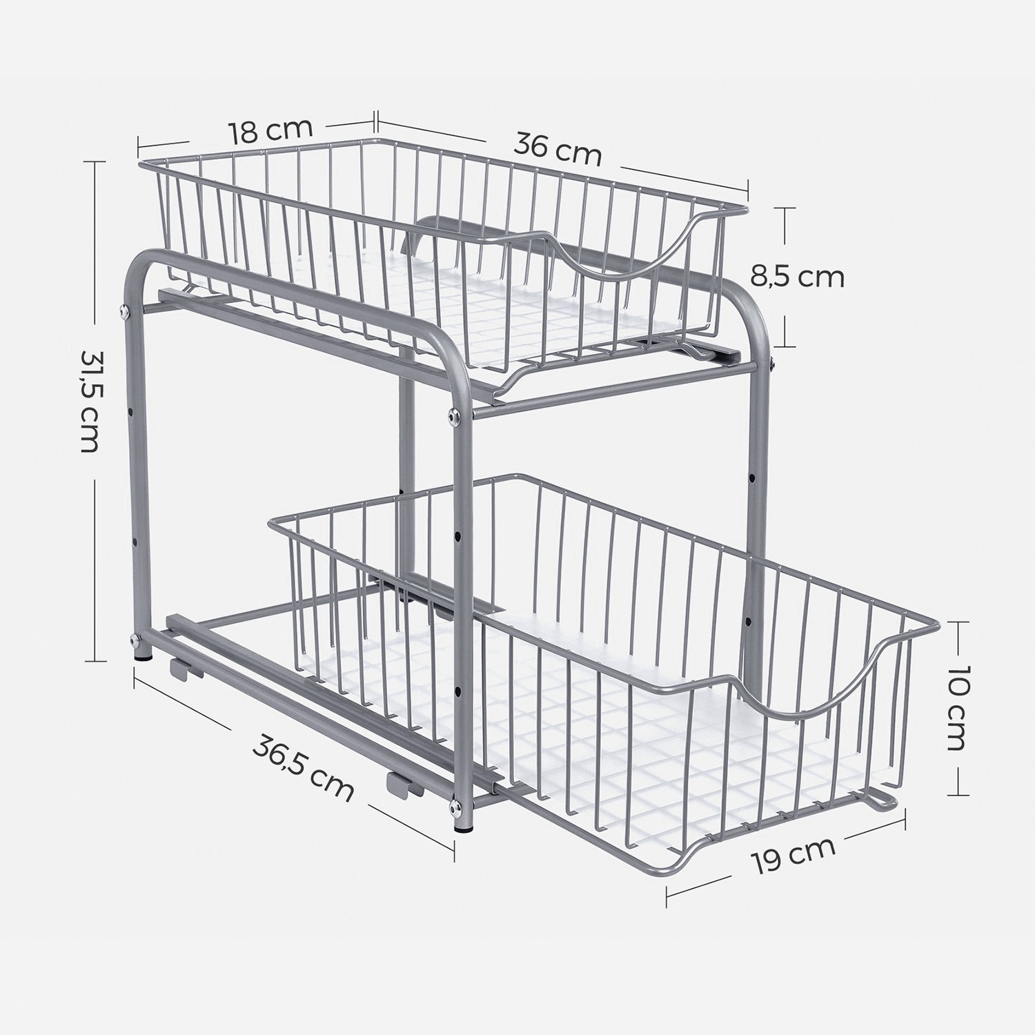 Organizer Kuchenny Metalowy SELLTEO Lisboa 21 x 36.5 x 27.2 cm - Szary