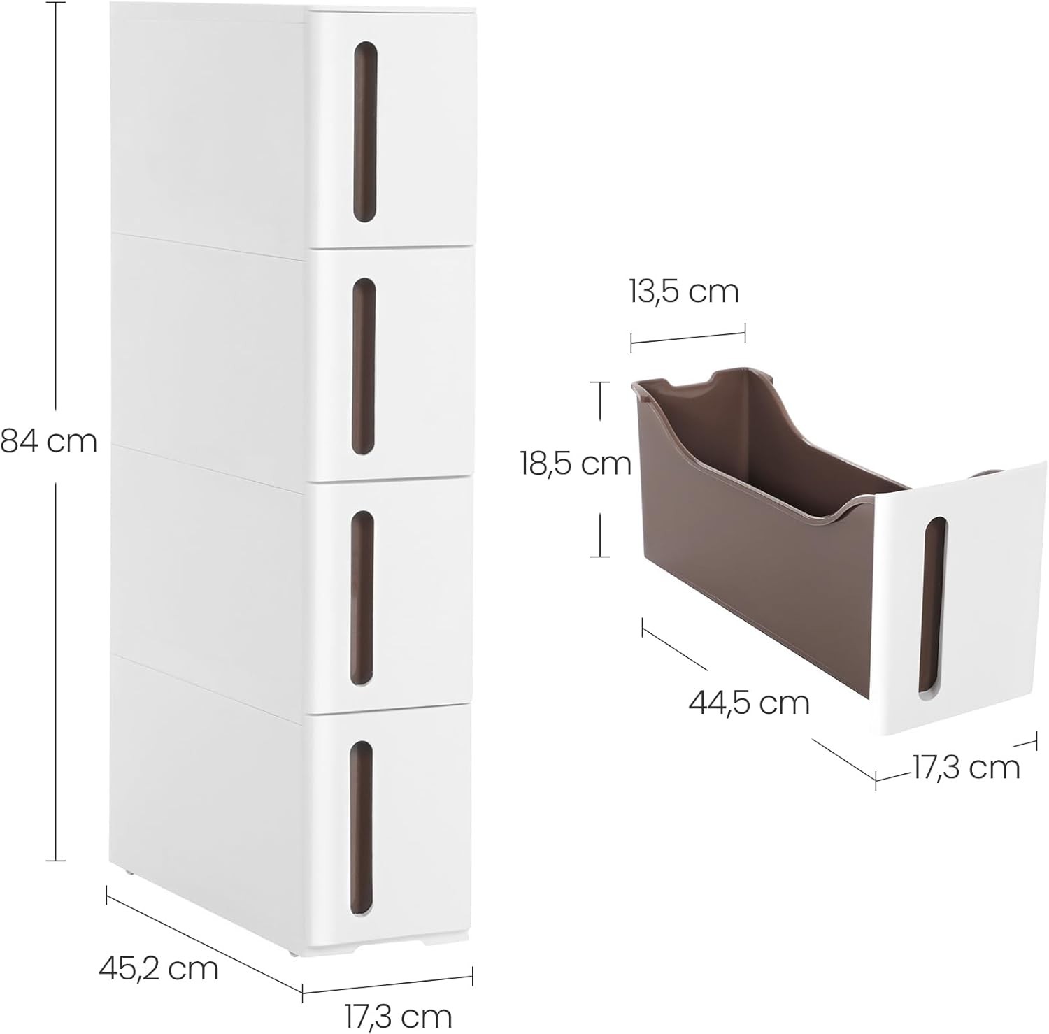 Szafka Nocna Drewniana MEBLIVA Kiri 17 x 45 x 84 cm - Biała
