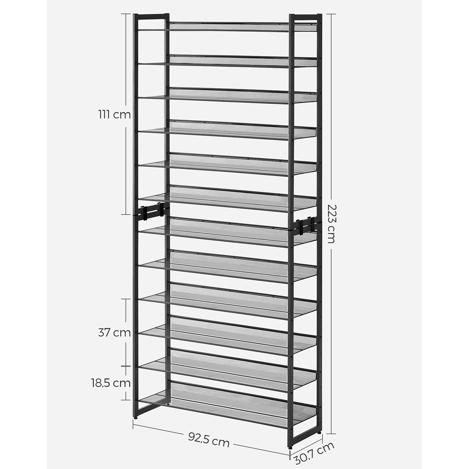 Regał Drewniany 5 Półek Industrialny MEBLIVA Sudi 92.5 x 30.7 x 223 cm