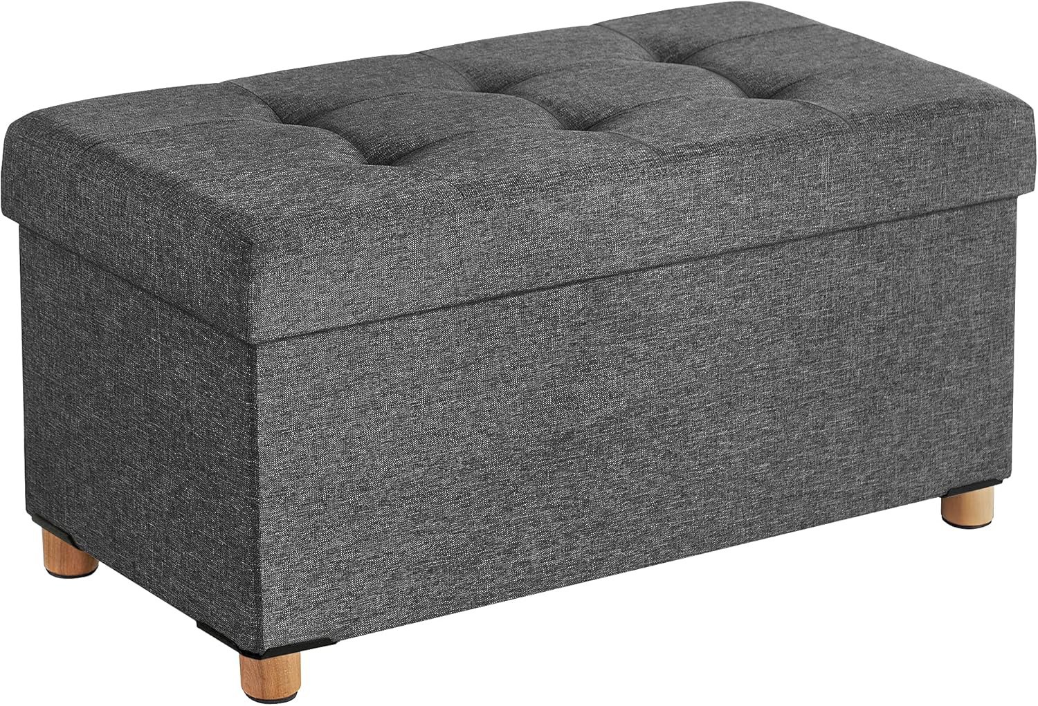 Pufa Składana Ze Schowkiem MEBLIVA Kidu 76 x 38 x 40 cm - Szara