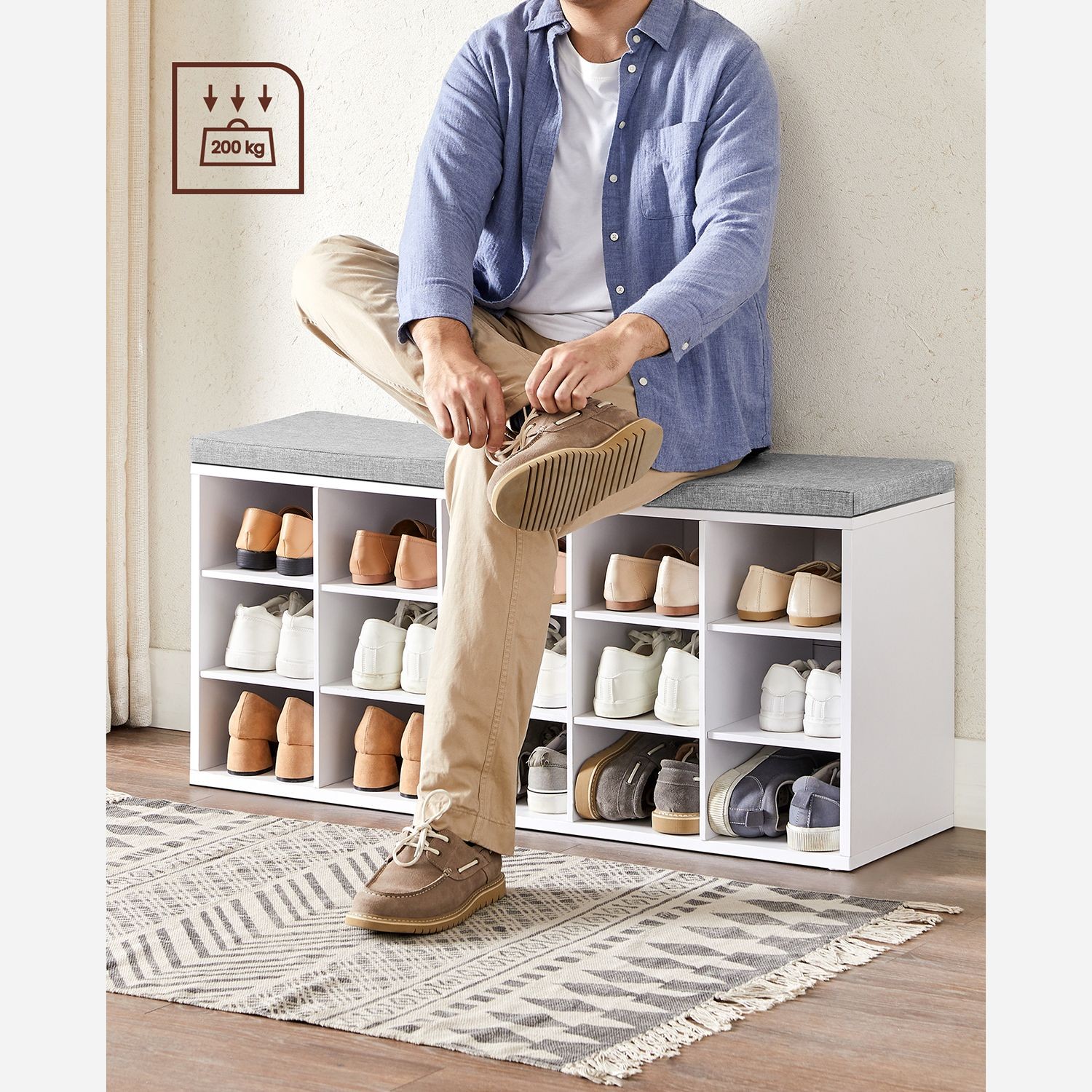 Szafka Na Buty Do Przedpokoju MEBLIVA Sudi 105 x 30 x 48 cm - Biała