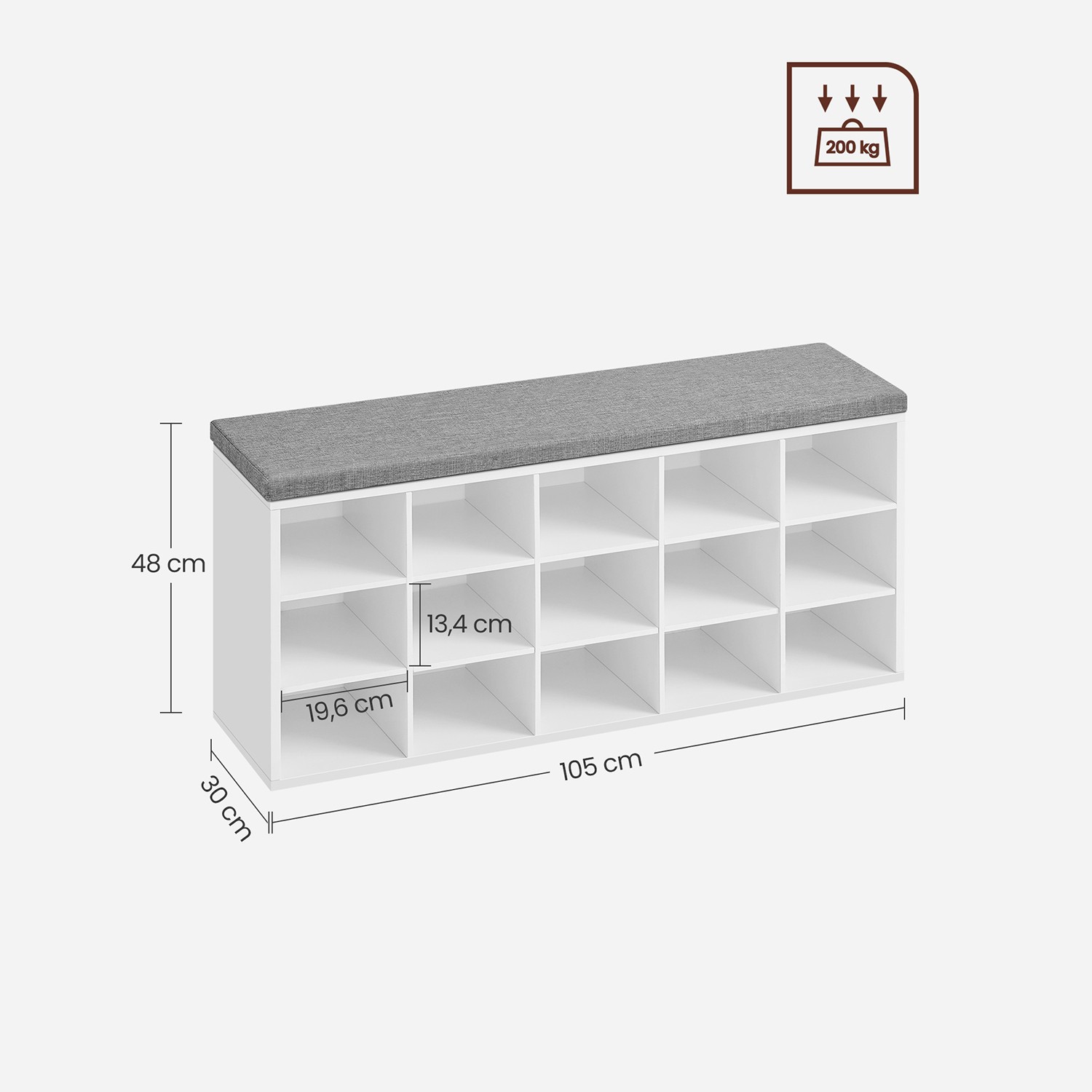 Szafka Na Buty Do Przedpokoju MEBLIVA Sudi 105 x 30 x 48 cm - Biała