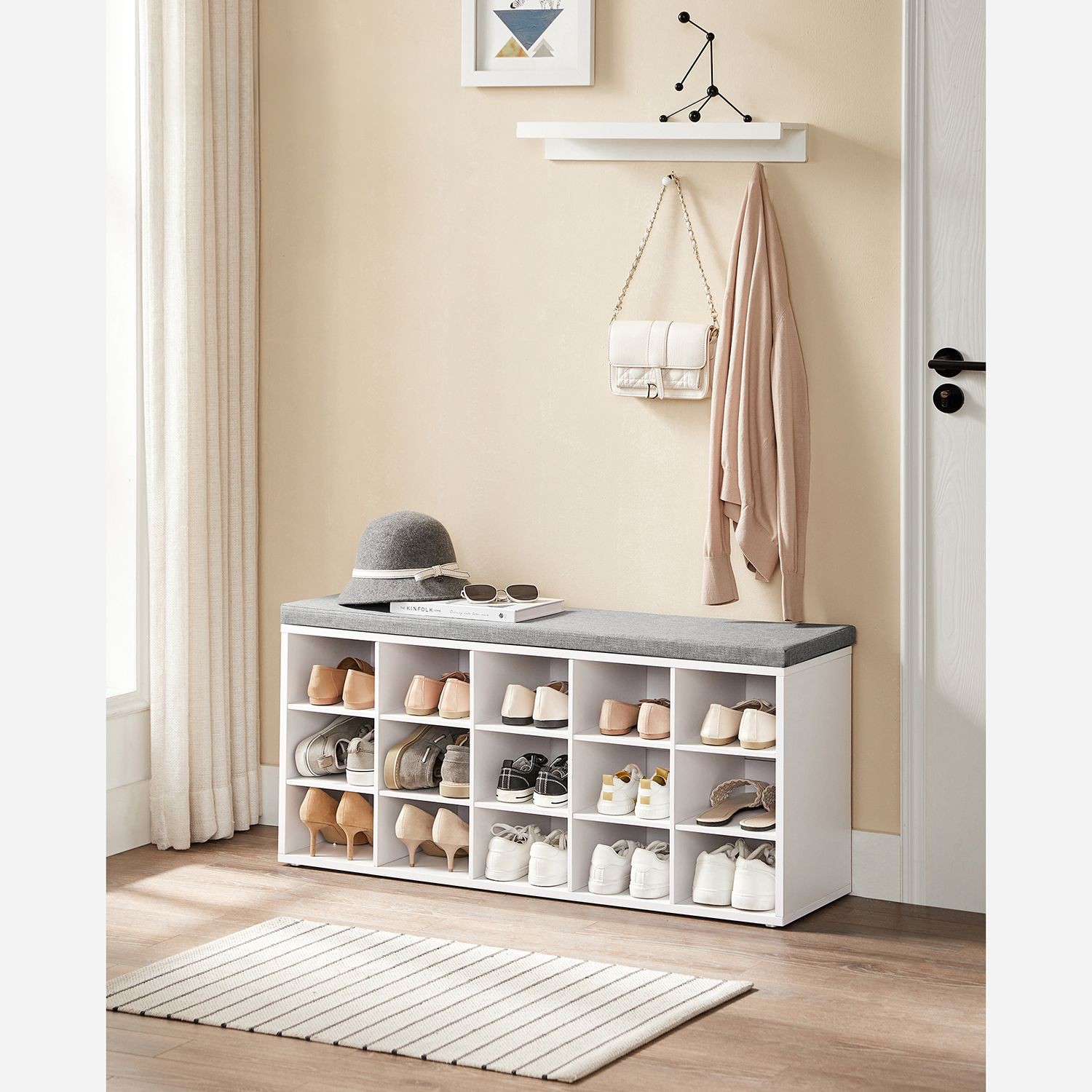 Szafka Na Buty Do Przedpokoju MEBLIVA Sudi 105 x 30 x 48 cm - Biała