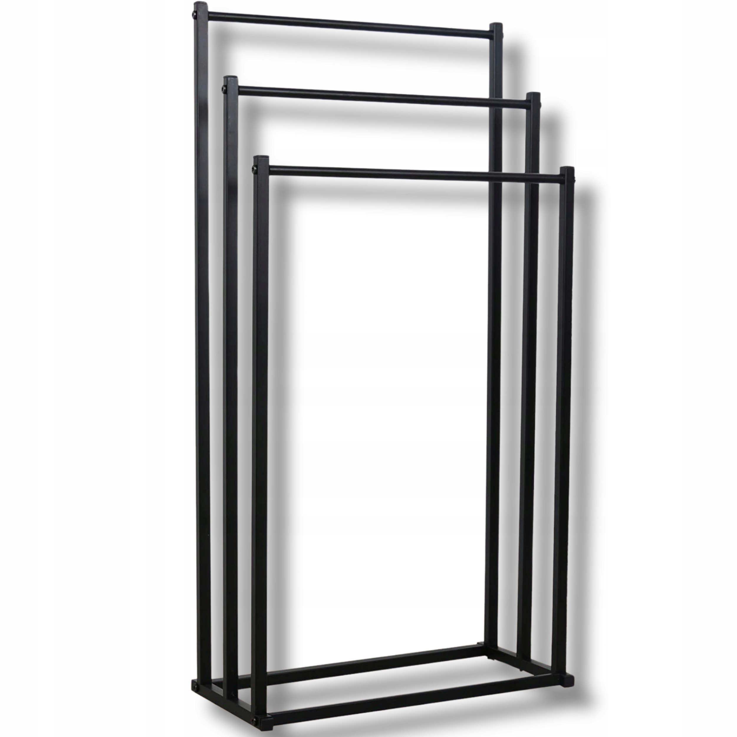 Stojak Na Ręczniki 3 Szczeble Metalowy 44 x 21 x 86 cm - Czarny