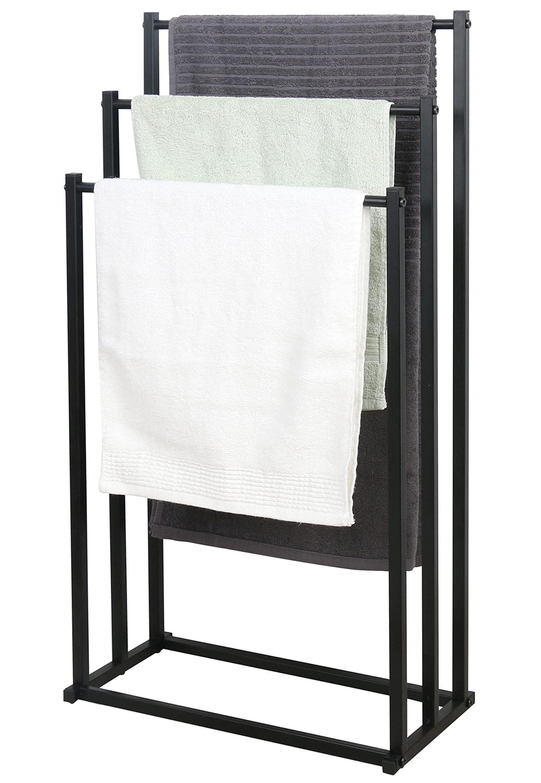 Stojak Na Ręczniki 3 Szczeble Metalowy 44 x 21 x 86 cm - Czarny