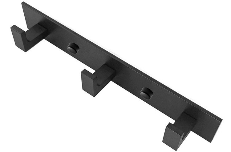 Wieszak Ścienny Metalowy Na 3 Haki MEBLIVA Kusor 25.5 x 4 x 3.7 cm - Czarny
